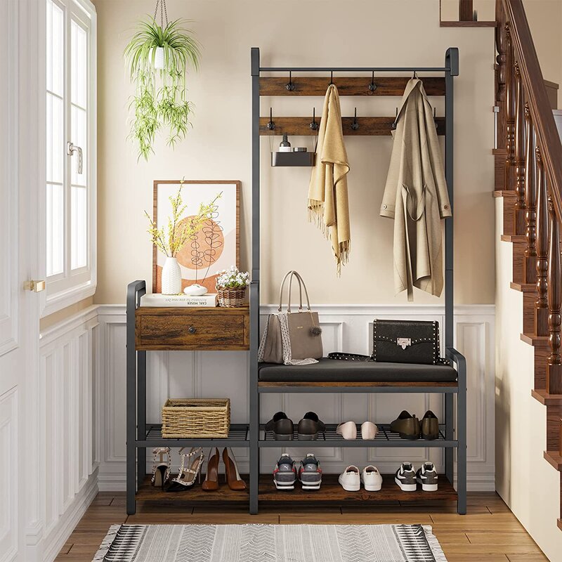 Coat Rack, Hall Tree with Shoe Bench for outlet Entryway